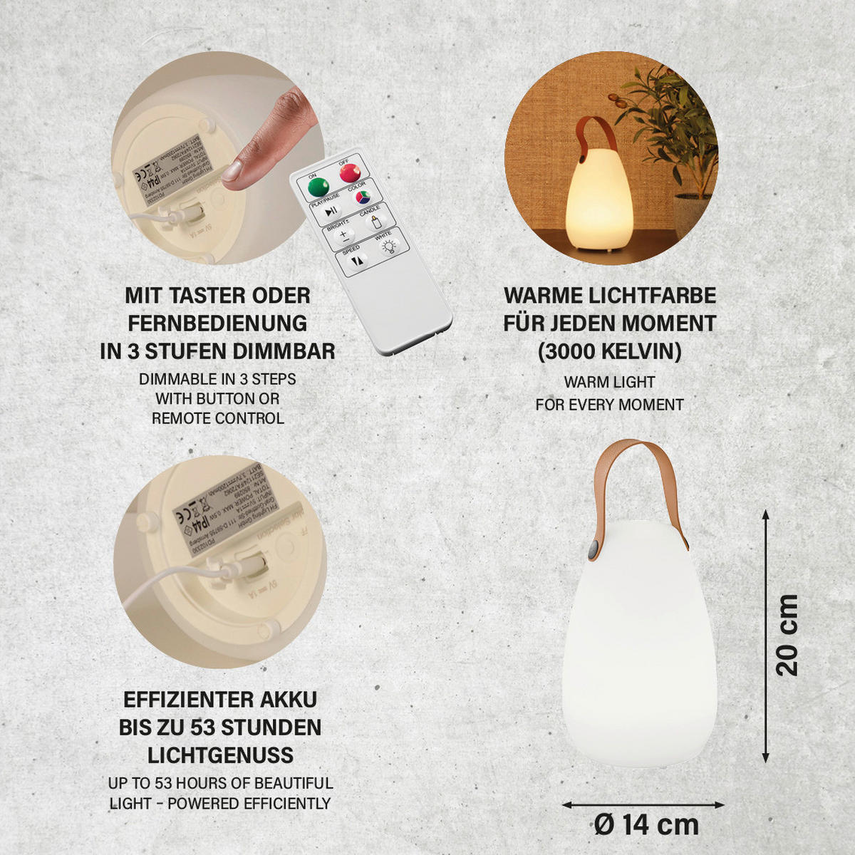 LED-Außenleuchte 850142 Ruby weiß H/D: ca. 20x14 cm Ruby - weiß (14,00/20,00cm) - easy! by FHL