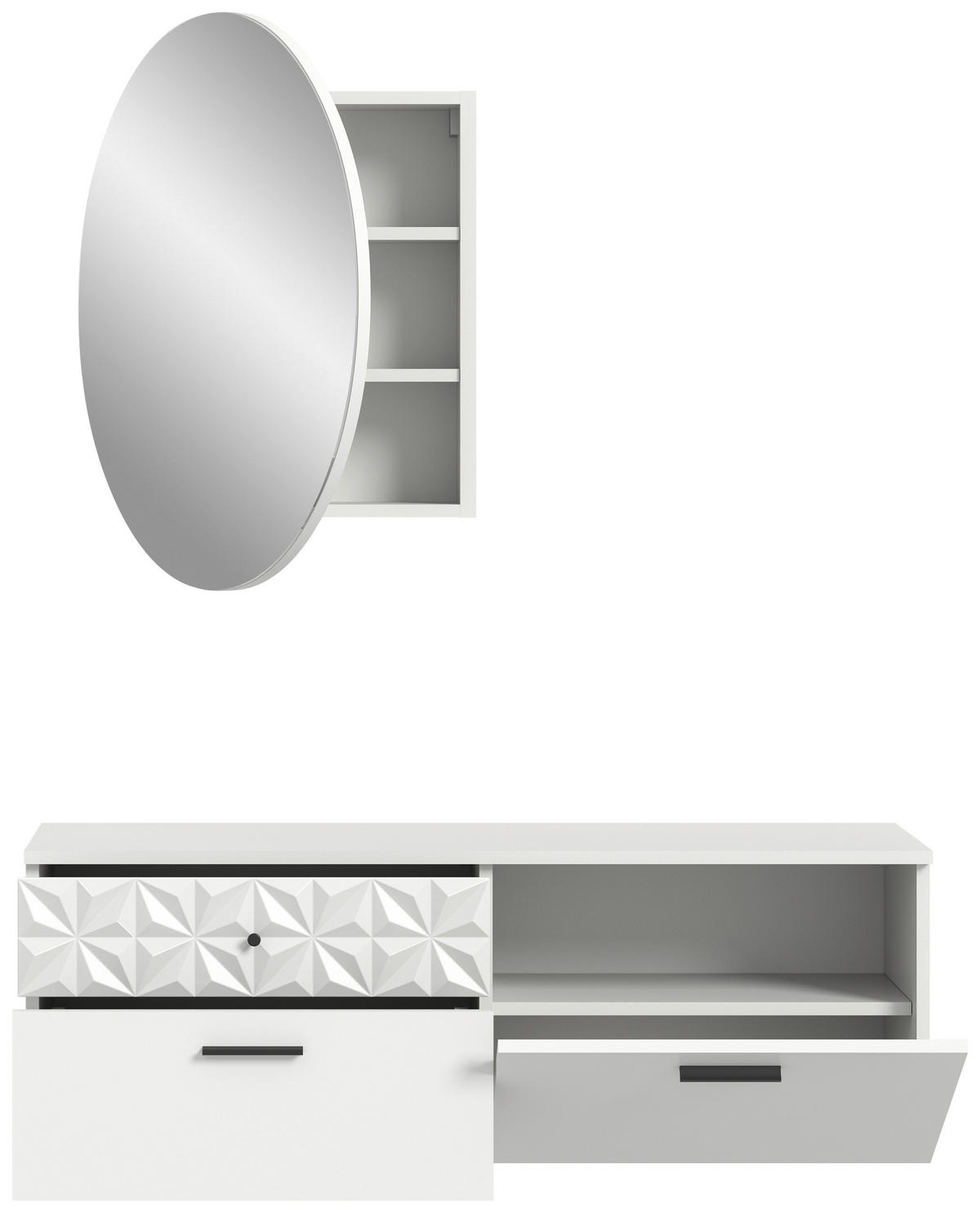 Garderobe Prisma weiß weiß Hochglanz B/H/T: ca. 110x192x34 cm Prisma - weiß (110,00/192,00/34,00cm) - xonox.home