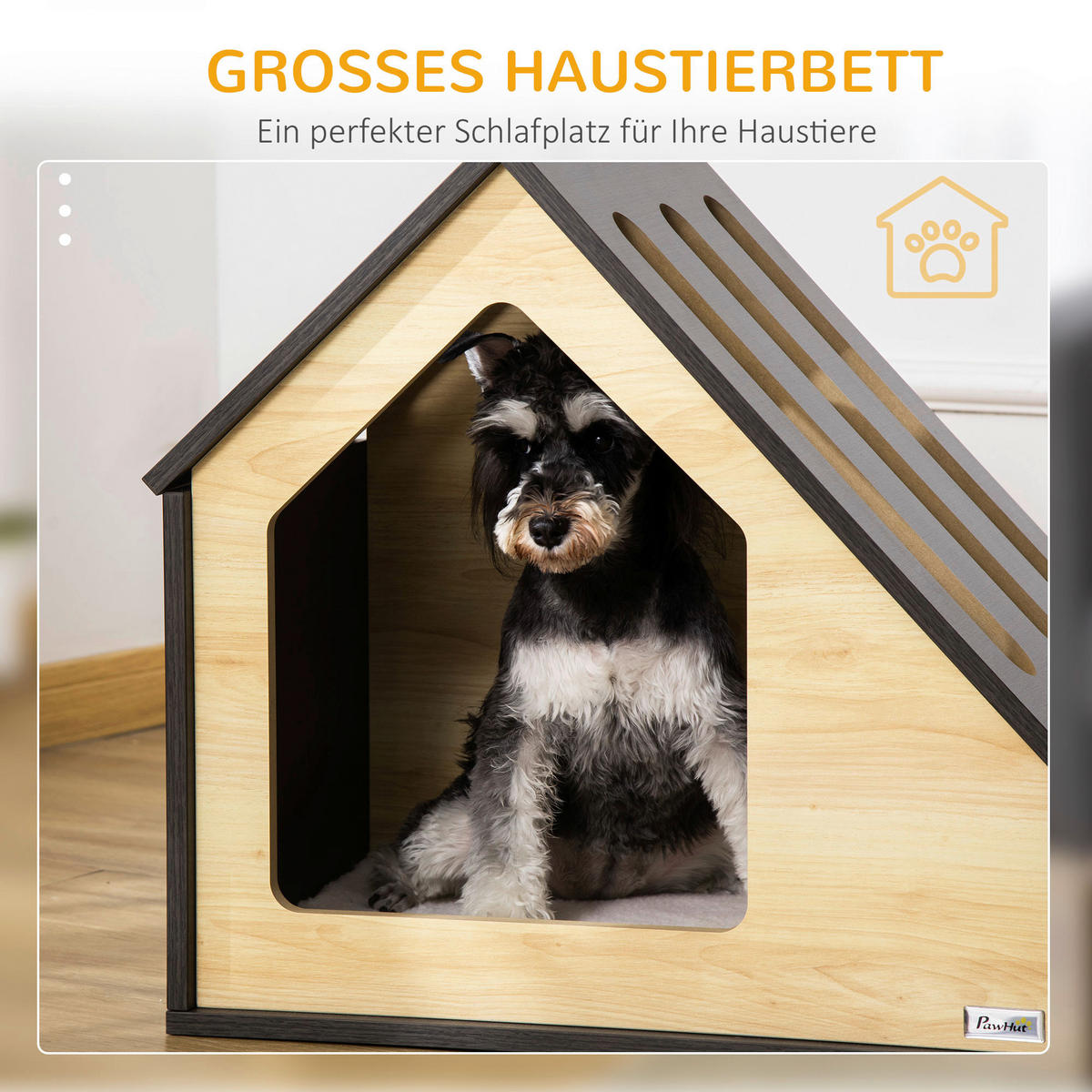 PawHut Hundehütte braun MDF B/H/L: ca. 40x59,2x60 cm Hundehütte - braun (60,00/40,00/59,20cm) - PawHut