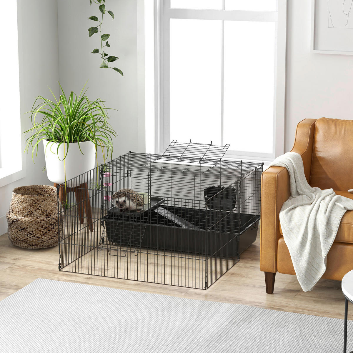 PawHut Kleintierkäfig schwarz Stahl B/H/L: ca. 99x54x112,5 cm Kleintierkäfig - schwarz (112,50/99,00/54,00cm) - PawHut