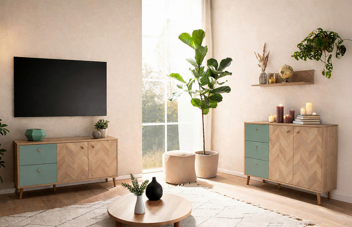 Sideboard Visby Pistazie Eiche Nachbildung B/H/T: ca. 109x63,9x33,05 cm Visby - Eiche/Pistazie (109,00/63,90/33,05cm) - Schildmeyer