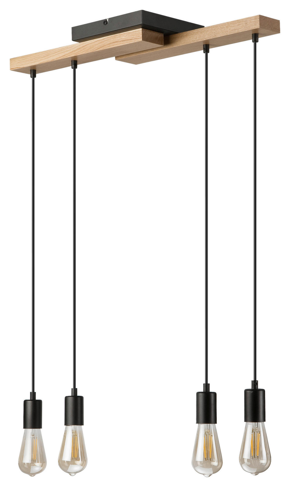 Lamkur Pendelleuchte schwarz Holz B/H/L: ca. 20x86x64 cm E27 4 Brennstellen CORTINA - schwarz (64,00/20,00/86,00cm) - Lamkur