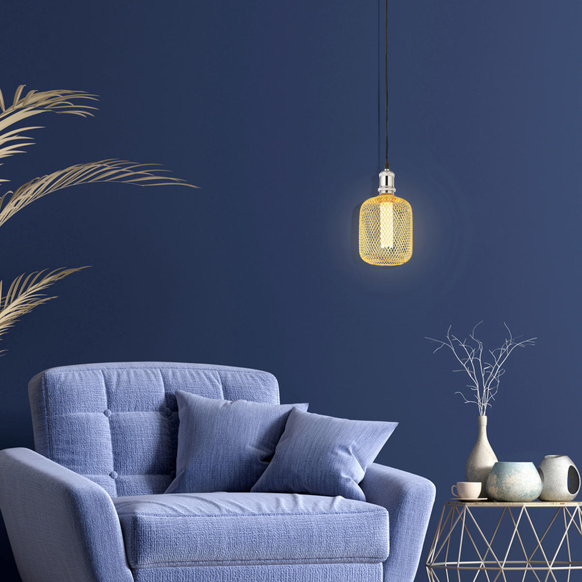 Searchlight Leuchtmittel E27 Wire Mesh - gold (10,00/10,00/16,50cm) - Searchlight