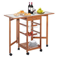 HOMCOM Servierwagen natur Holz B/H/T: ca. 92x75x37 cm Servierwagen - natur (92,00/75,00/37,00cm) - HOMCOM