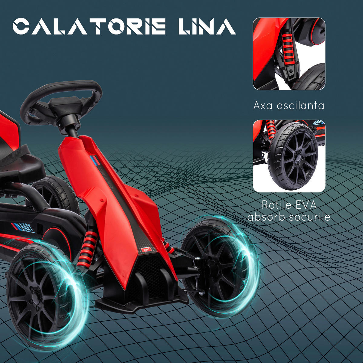 HOMCOM Go Kart rot B/H/L: ca. 58x58,5x100 cm Go Kart - rot (100,00/58,00/58,50cm) - HOMCOM