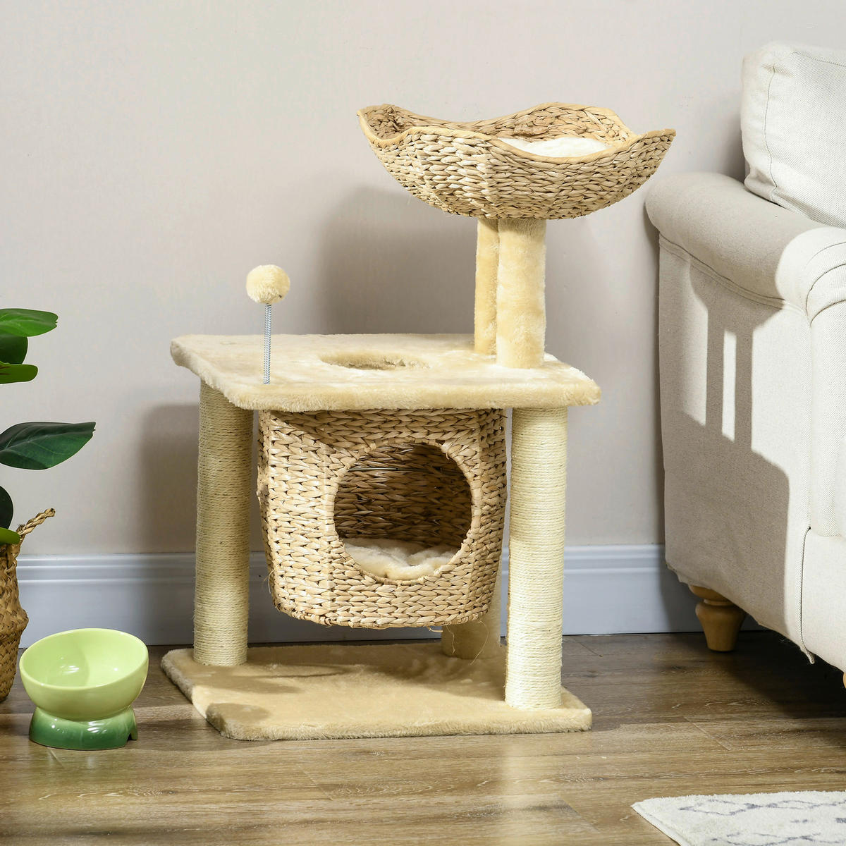 PawHut Kratzbaum beige Plüsch B/H/L: ca. 40x74x45 cm Kratzbaum - beige (45,00/40,00/74,00cm) - PawHut