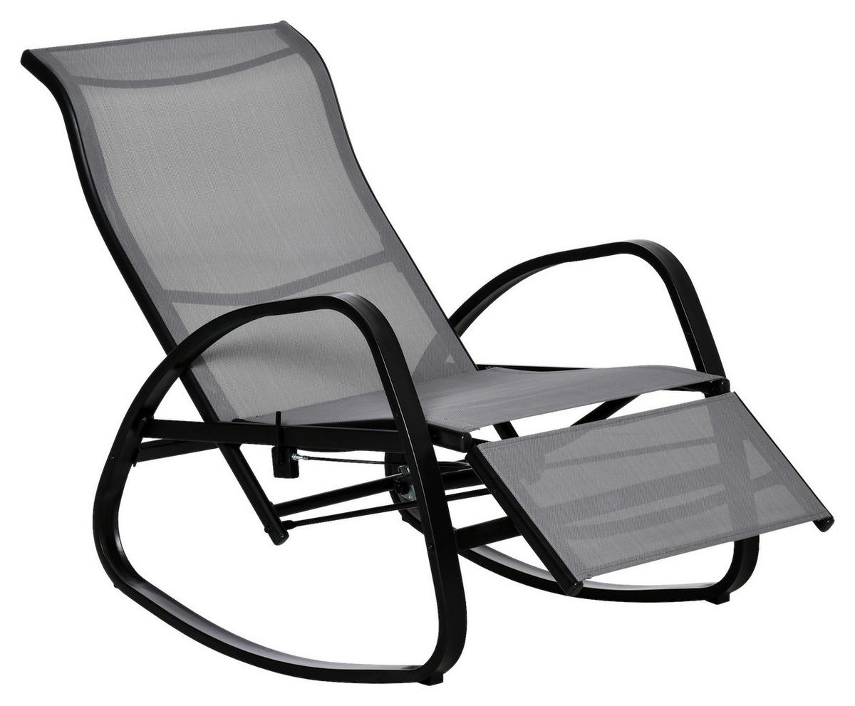 Outsunny Schaukelstuhl grau Metall B/H/L: ca. 64x96,5x90 cm Schaukelstuhl - grau (90,00/64,00/96,50cm) - Outsunny