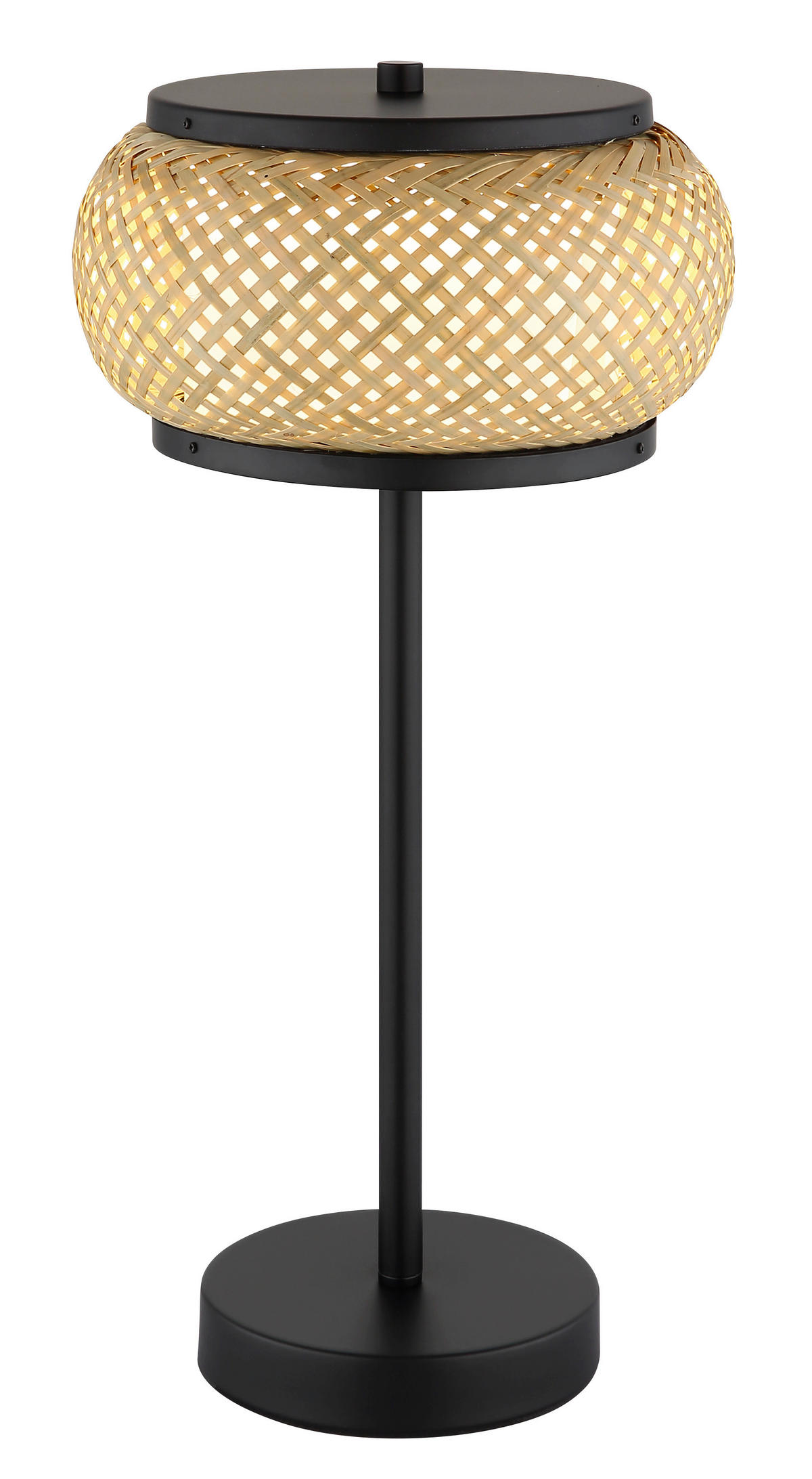 GLOBO Tischleuchte mattschwarz natur Metall Bambus H/D: ca. 46,1x22 cm 1 Brennstellen BAMBORA - natur/mattschwarz (22,00/46,10cm) - GLOBO