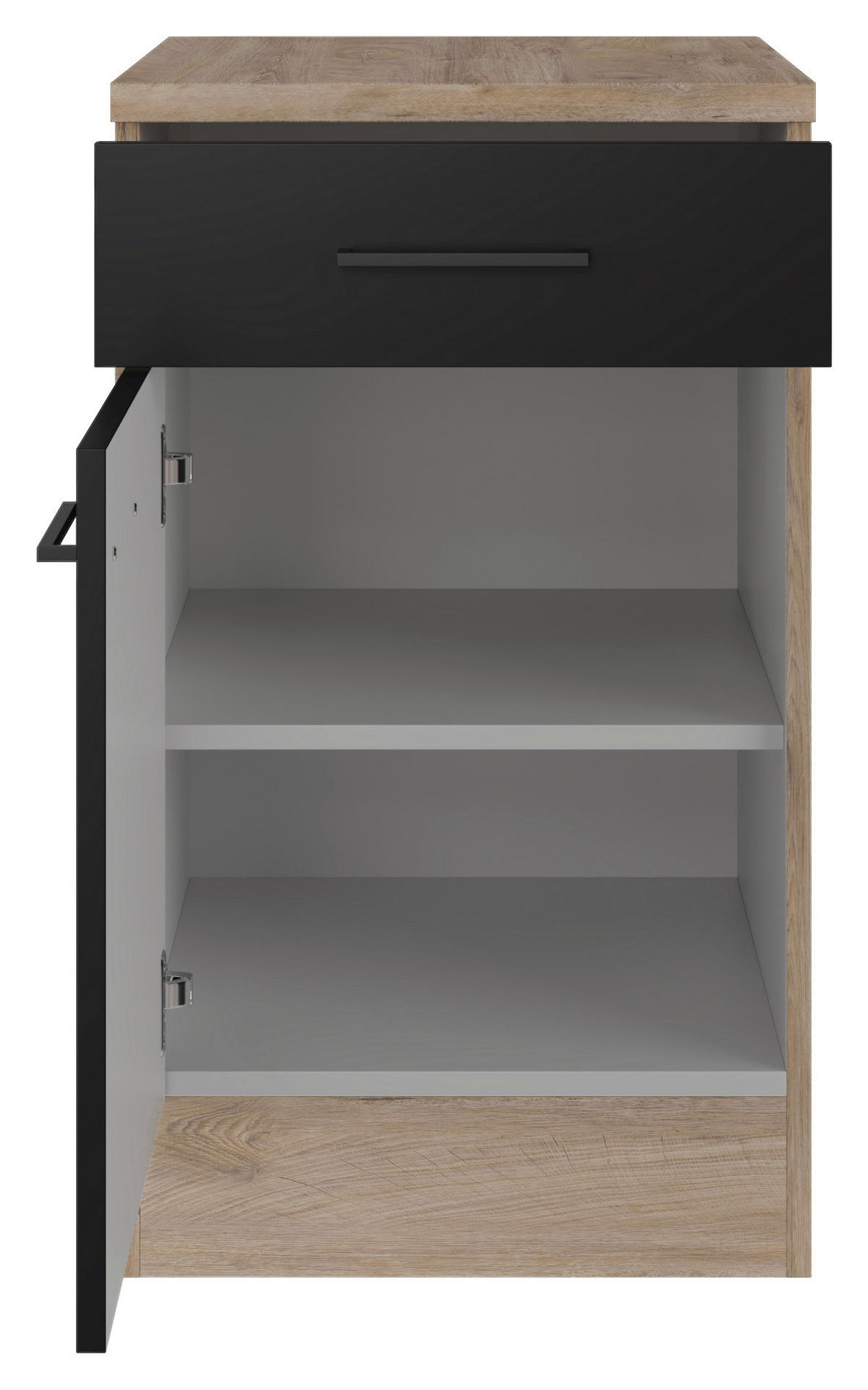 Unterschrank Capri schwarz matt B/H/T: ca. 50x85x60 cm Capri - schwarz/Oak (50,00/85,00/60,00cm) - Flex-Well