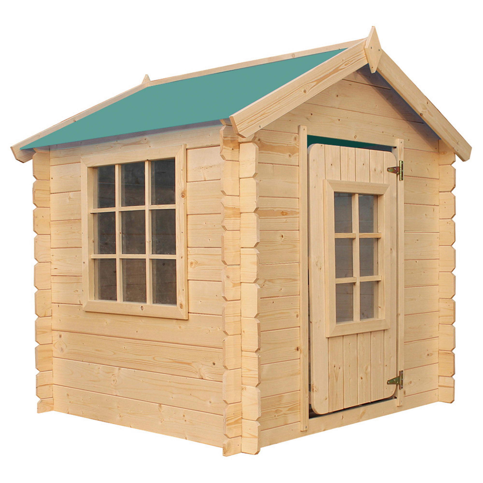 Timbela Kinderspielhaus M570Z natur B/H/L: ca. 114x121x111 cm M570Z - natur/grün (111,00/114,00/121,00cm) - Timbela