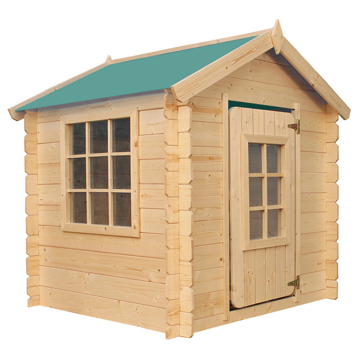 Timbela Kinderspielhaus M570Z natur B/H/L: ca. 114x121x111 cm M570Z - natur/grün (111,00/114,00/121,00cm) - Timbela