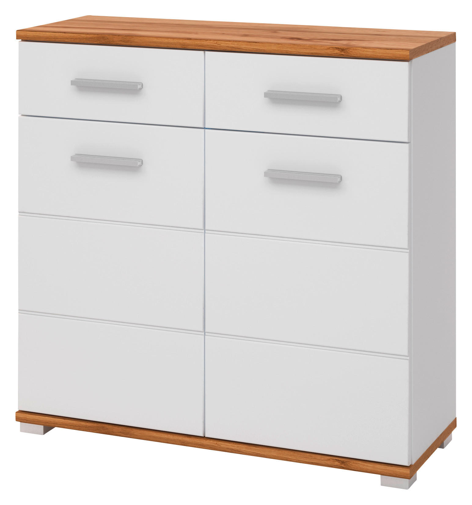 Schuhkommode Hola Eiche Wotan Nachbildung weiß Hochglanz B/H/T: ca. 90x88x34 cm Hola - Eiche/weiß (90,00/88,00/34,00cm)