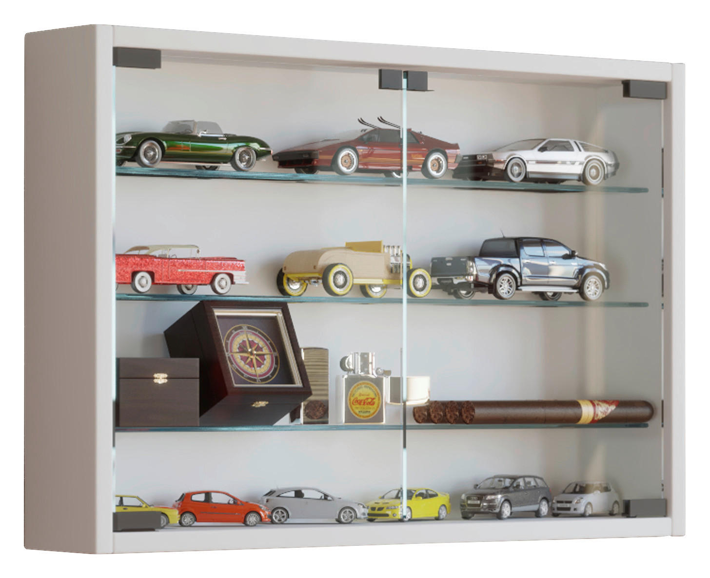 Vitrine Mandosa M weiß Holzwerkstoff Glas B/H/T: ca. 60x40x10 cm Mandosa M - weiß (60,00/40,00/10,00cm) - VCM Möbel