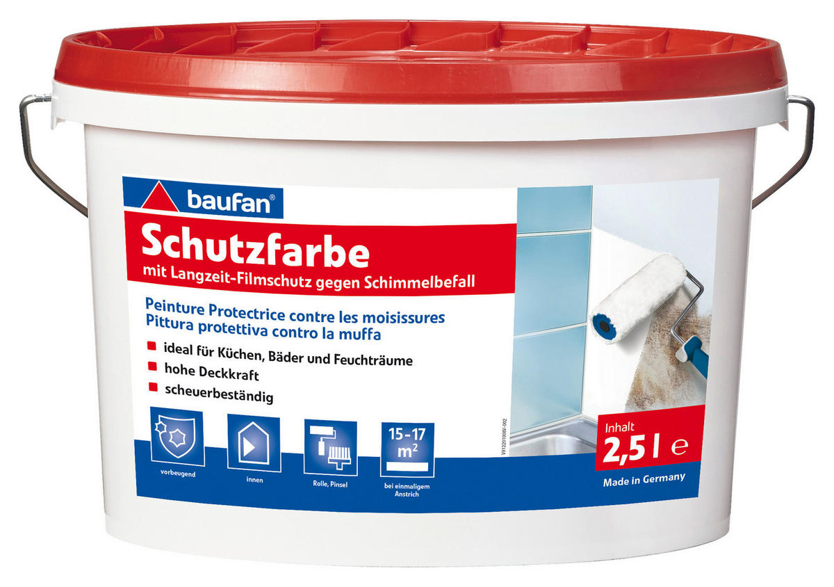 Baufan Anti-Schimmelfarbe weiß ca. 2,5 l Schutzfarbe_Wand+Decke 2,5l - weiß (2,50l) - Baufan