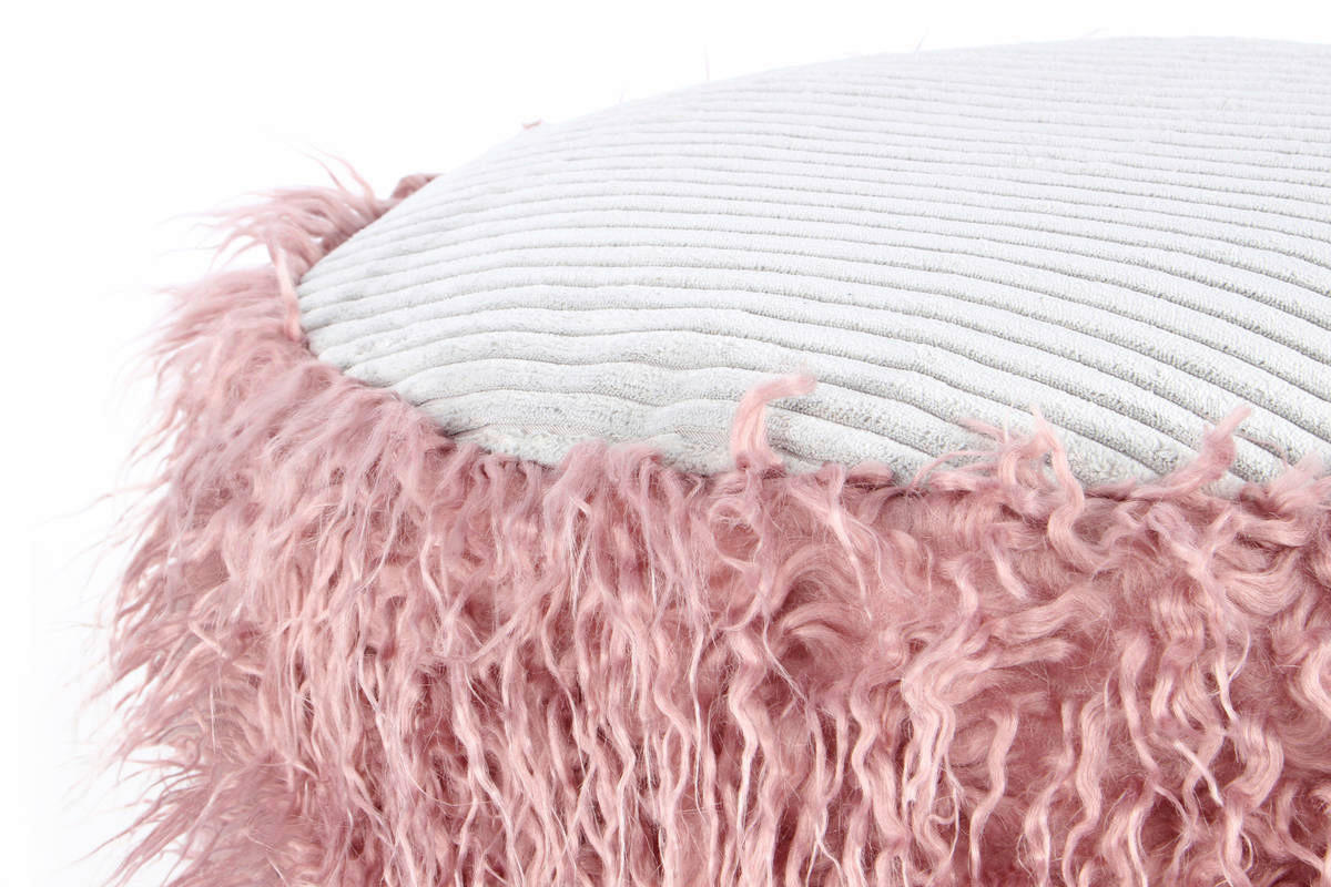 360 Living Hocker Bobtail 100 rosa grau Kord Kunstfell Styropor H/D: ca. 38x45 cm Bobtail 100 - rosa/grau (45,00/38,00cm) - 360 Living