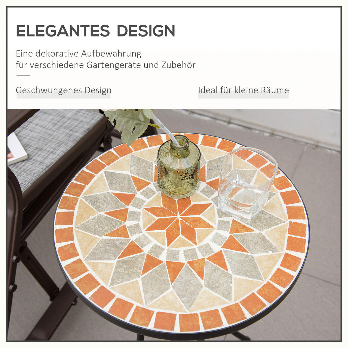 Outsunny Gartentisch schwarz Keramik H/D: ca. 54x36 cm Gartentisch - gelb/schwarz (36,00/54,00cm) - Outsunny