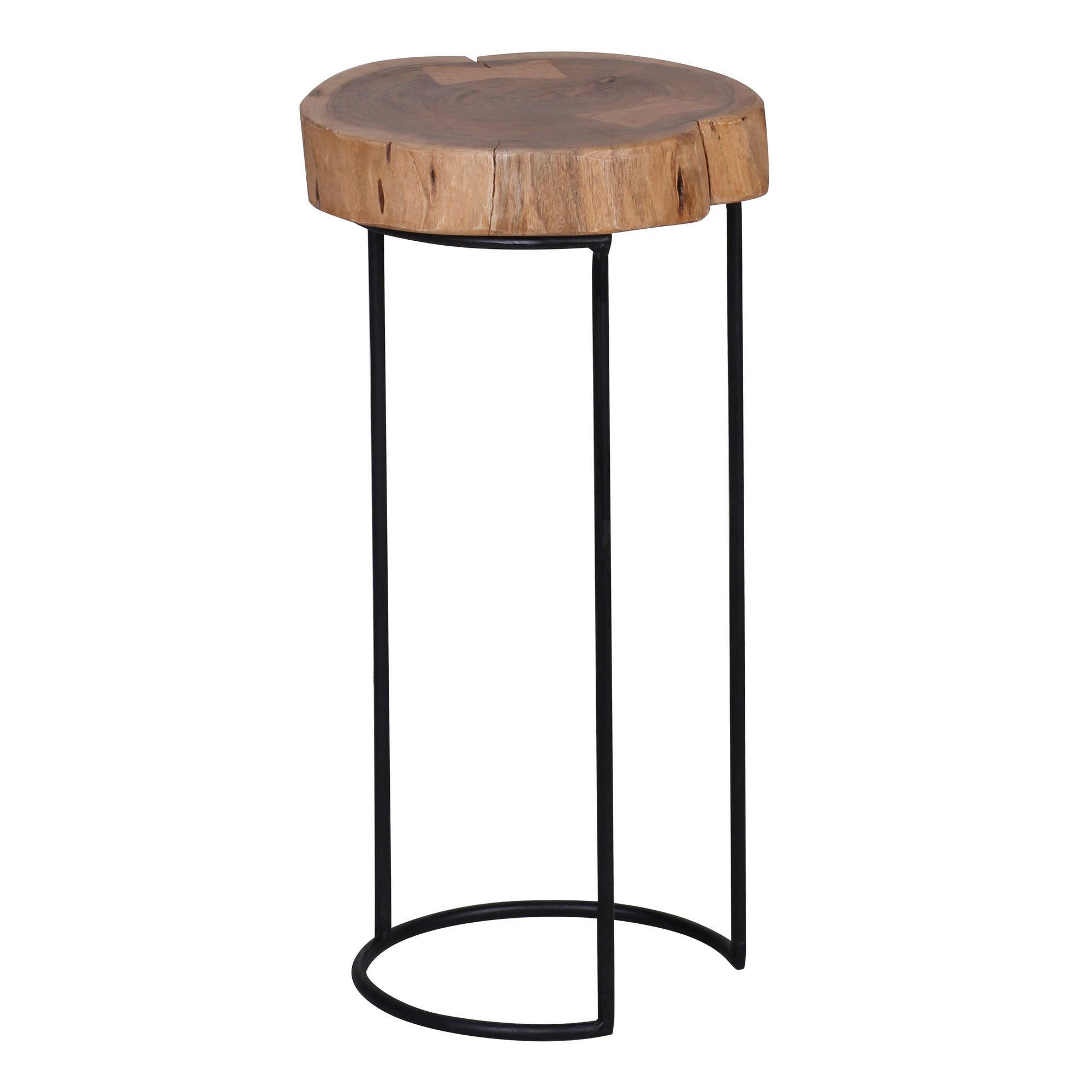 Beistelltisch natur schwarz Akazie Metall B/H/T: ca. 28x55x28 cm Beistelltisch - natur/schwarz (28,00/55,00/28,00cm) - Wohnling