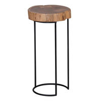 Beistelltisch natur schwarz Akazie Metall B/H/T: ca. 28x55x28 cm Beistelltisch - natur/schwarz (28,00/55,00/28,00cm) - Wohnling