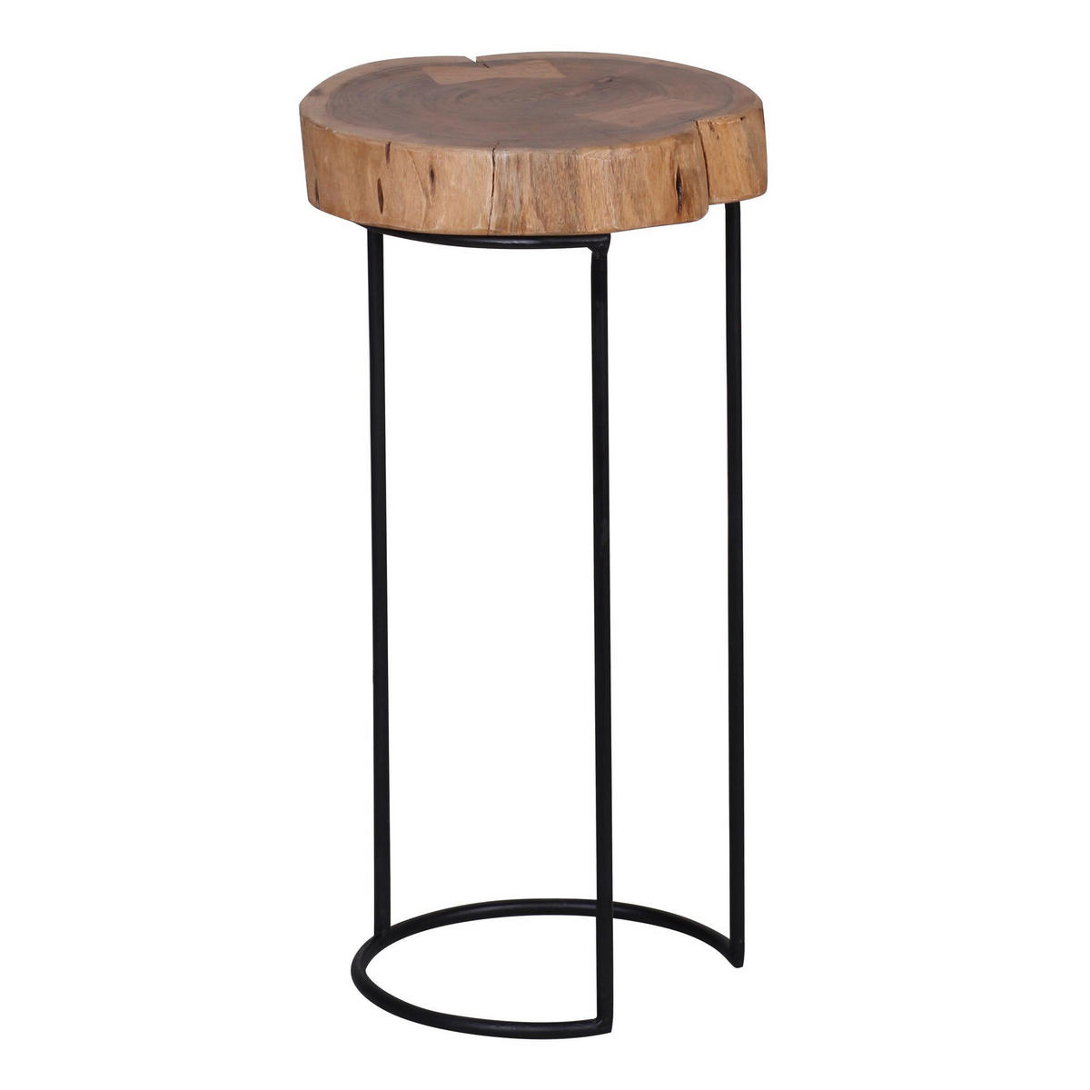 Beistelltisch natur schwarz Akazie Metall B/H/T: ca. 28x55x28 cm Beistelltisch - natur/schwarz (28,00/55,00/28,00cm) - Wohnling