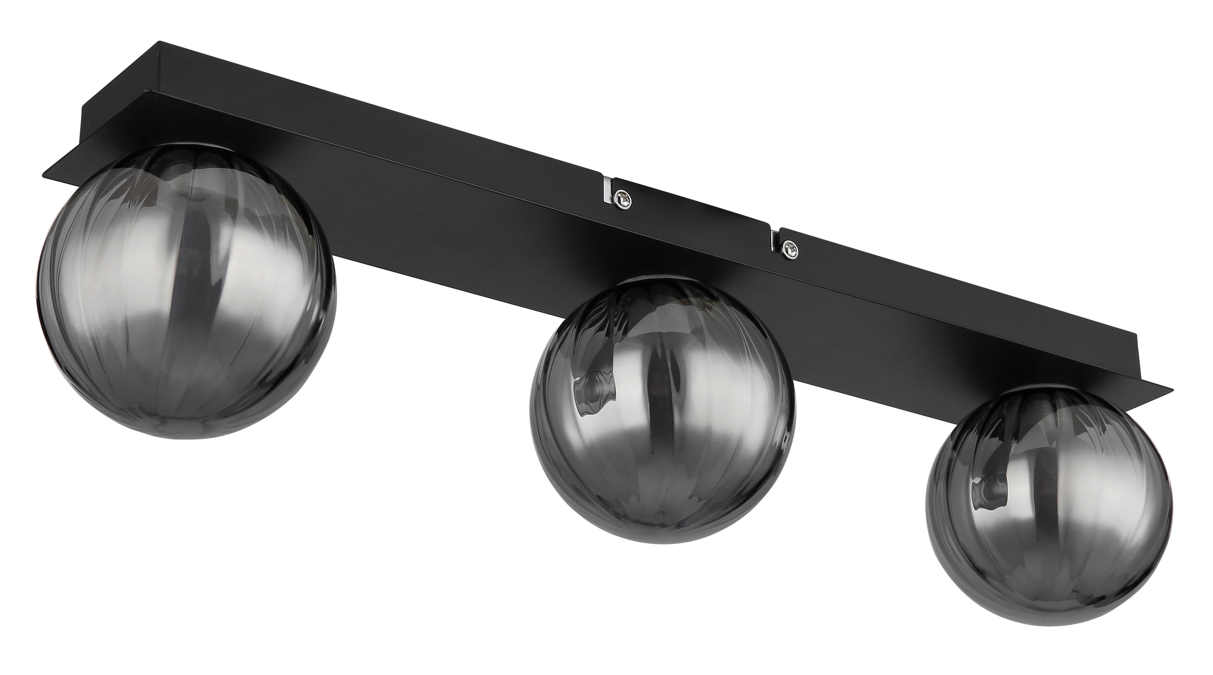 GLOBO LED-Deckenleuchte schwarz Rauch Glas Metall B/H/T: ca. 10x12,5x50 cm 3 Brennstellen ANDER - schwarz/Rauch (10,00/12,50/50,00cm) - GLOBO