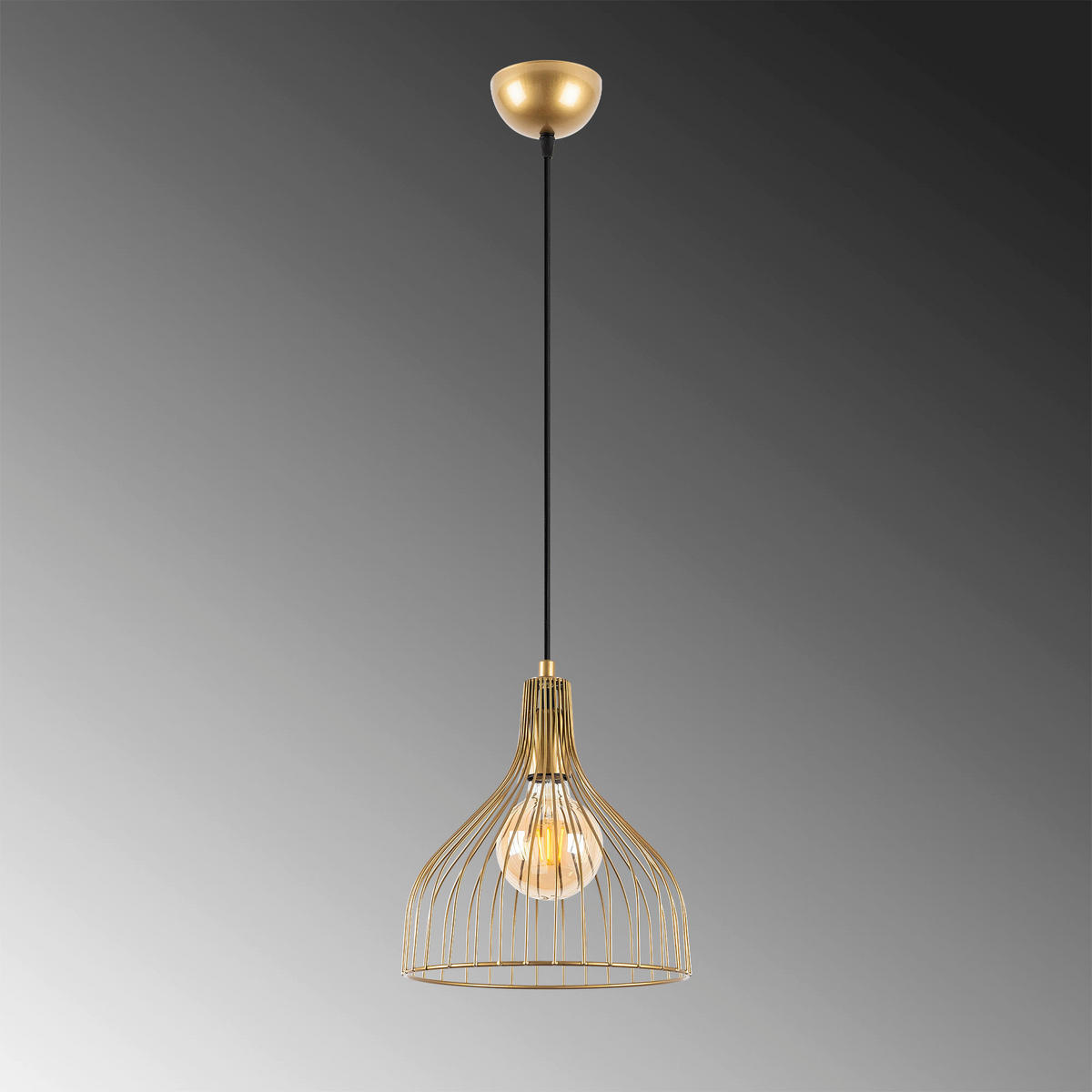 Opviq Pendelleuchte gold B/H/L: ca. 25x123x25 cm E27 1 Brennstellen Cafu - gold (25,00/25,00/123,00cm) - Opviq
