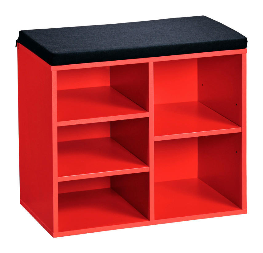 Kesper Schuhregal rot Spanplatte B/H/T: ca. 51,5x48x29,5 cm Schuhregal_mit_Sitzkissen - rot (51,50/48,00/29,50cm) - Kesper