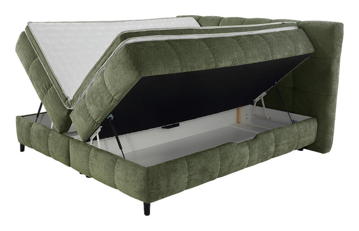 Boxspringbett  grün Liegefläche B/L: ca. 180x200 cm Molly_Boxbett - schwarz/grün (205,00/116,00/220,00cm)