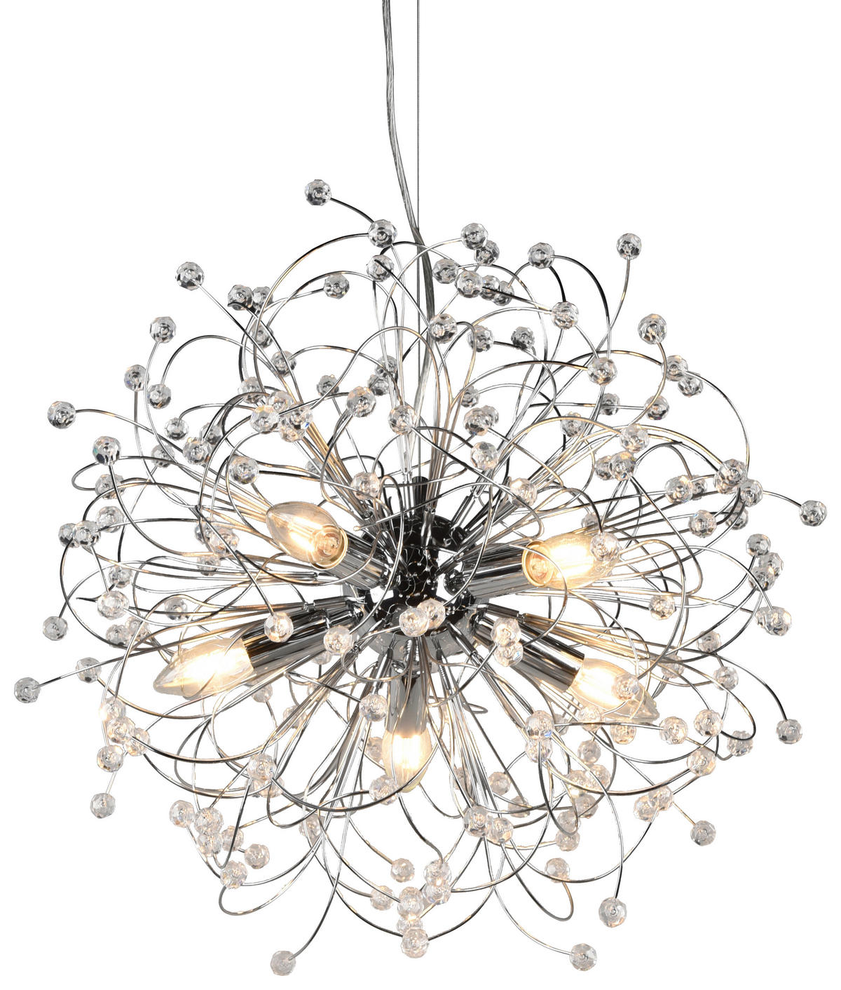 Reality Pendelleuchte GLORIA R31315006 Chrom Metall H/D: ca. 150x55 cm E14 5 Brennstellen Gloria - Chrom (55,00/150,00cm) - Reality