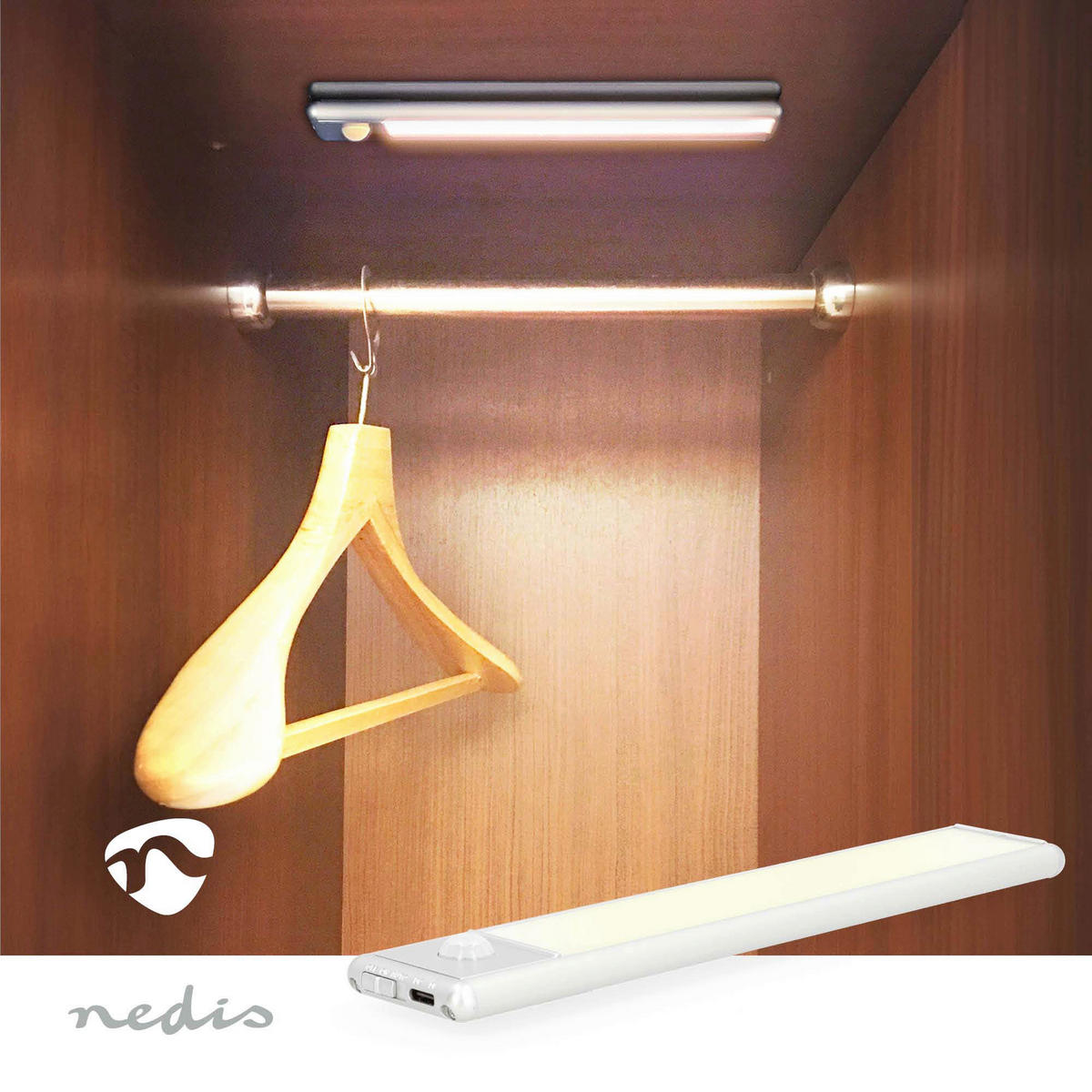Nedis Schrankleuchte silber Aluminium Polycarbonat B/H/L: ca. 4x20,5x1,4 cm Schrankleuchte_Nedis - silber (1,40/4,00/20,50cm) - Nedis