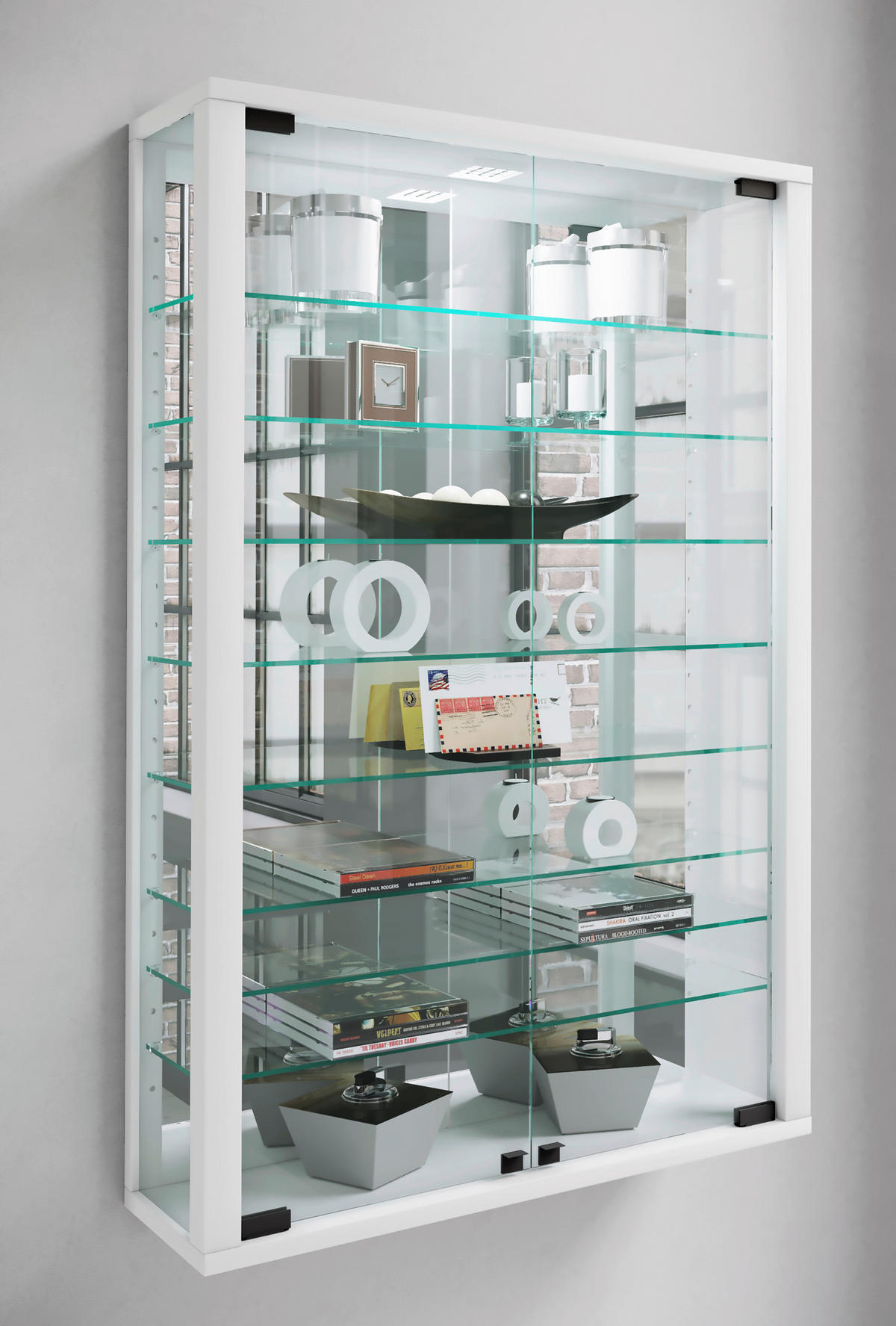 Vitrine Vitrosa weiß Holzwerkstoff Glas B/H/T: ca. 59x91x18 cm Vitrosa - weiß (59,00/91,00/18,00cm) - VCM Möbel