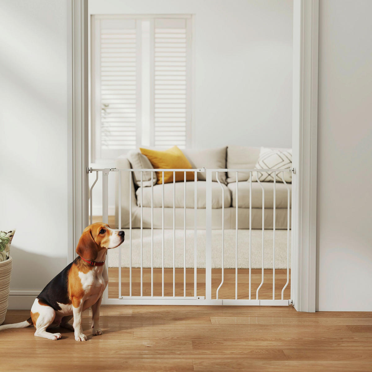 PawHut Schutzgitter weiß Kunststoff B/H/L: ca. 3x76x115 cm Schutzgitter - weiß (115,00/3,00/76,00cm) - PawHut