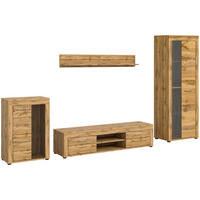 Wohnwand Jam Eiche Wotan Nachbildung B/H/T: ca. 310x169x35 cm Jam - Eiche (310,00/169,00/35,00cm) - xonox.home