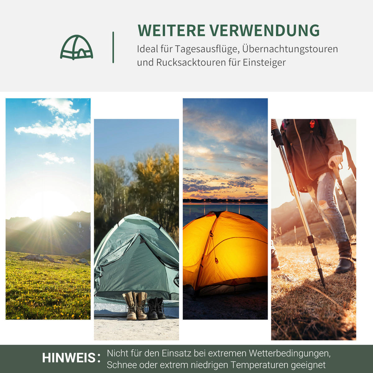 Outsunny Campingartikel B/H/L: ca. 220x350x145 cm Campingzelt - grau (145,00/220,00/350,00cm) - Outsunny