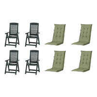 PROGARDEN,MADISON Klappsessel Set + Auflagen Tampa grün Kunststoff B/H/L: ca. 61x109x60 cm Tampa - grün (60,00/61,00/109,00cm) - PROGARDEN,MADISON