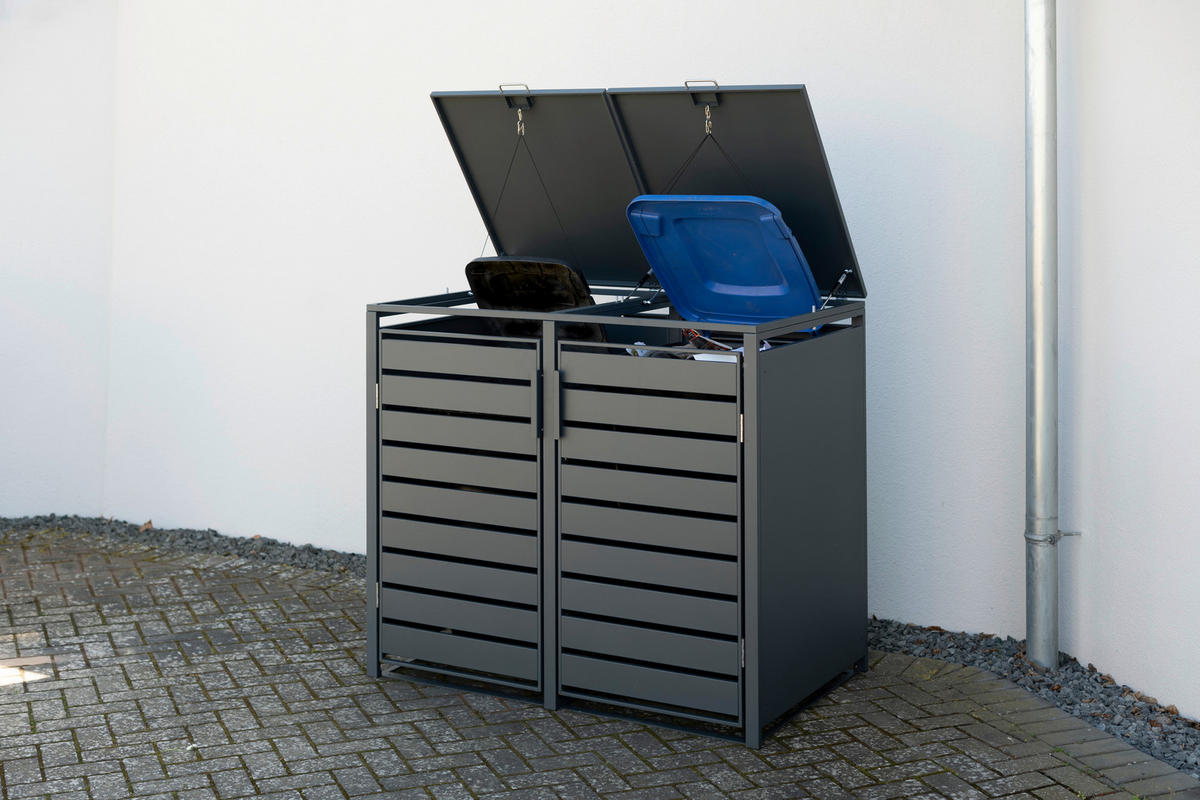 Westmann Mülltonnenbox2-fach Kubus 2-fach Kubus - anthrazit (132,00/116,00/80,00cm) - Westmann