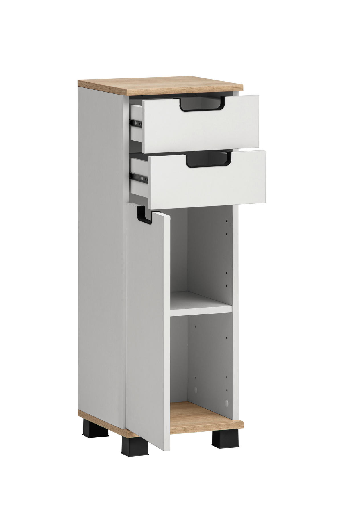 Schrank Emmik weiß matt Eiche Eiche weiß Nachbildung B/H/T: ca. 30,3x88,1x32,6 cm Emmik - Eiche/weiß (30,30/88,10/32,60cm) - Möbelpartner