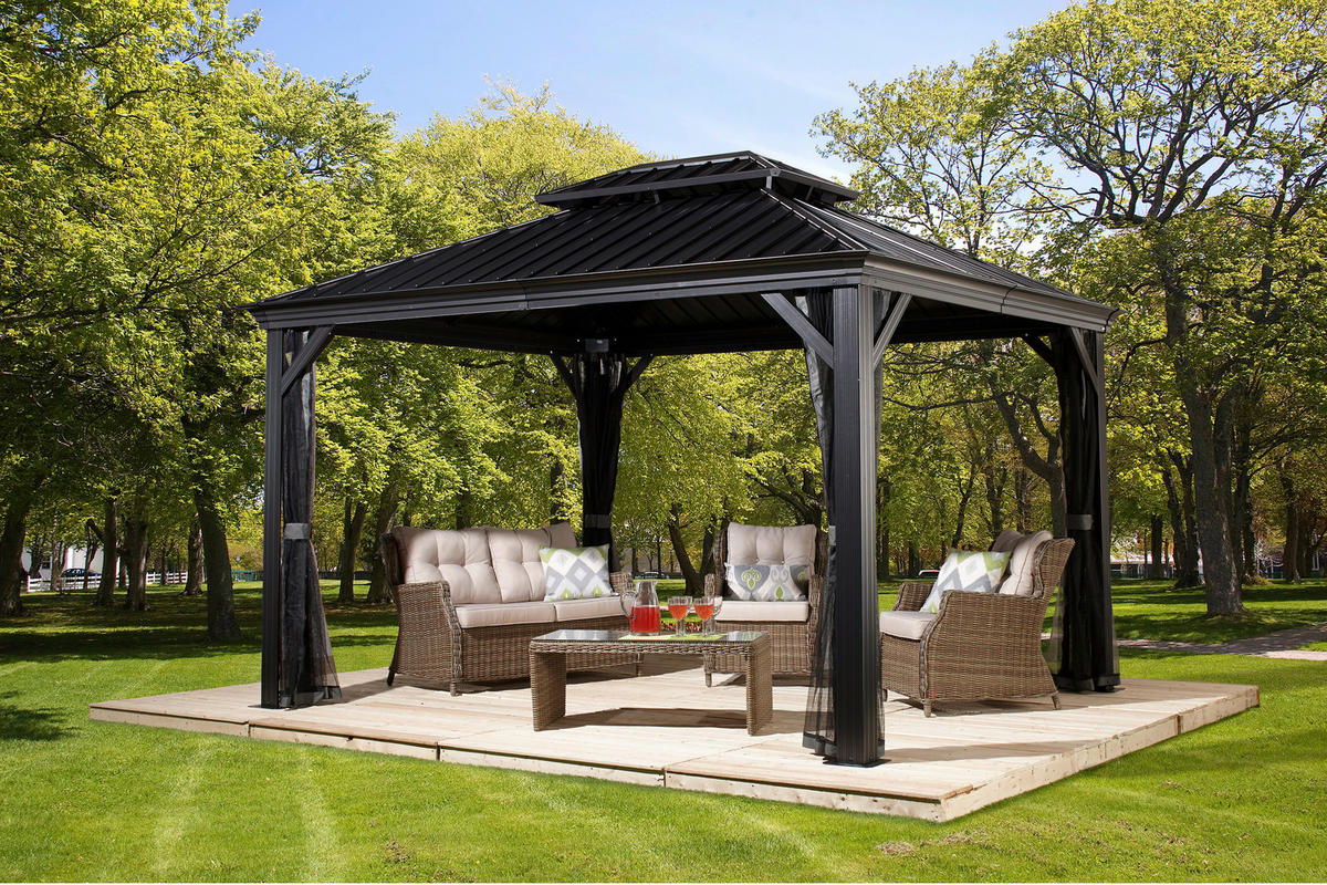 Sojag Pavillon Messina anthrazit Metall B/H/L: ca. 363x292x298 cm Messina - anthrazit (298,00/363,00/292,00cm) - Sojag