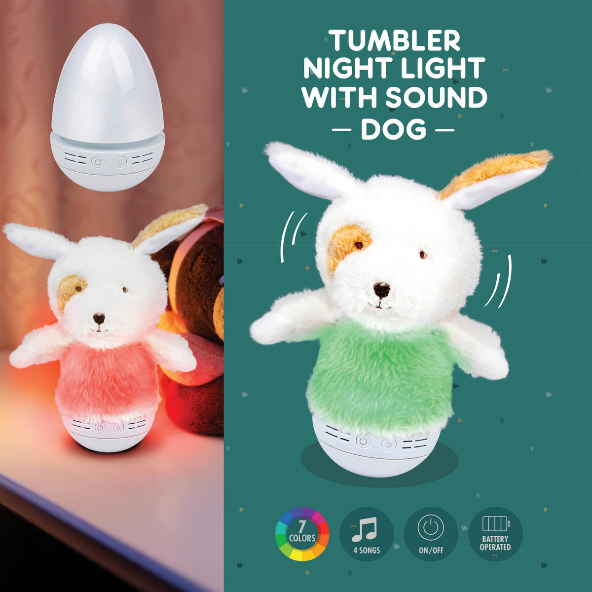 LED-Wackel-Nachtlicht beige B/H/L: ca. 14x11x19 cm LED-RGB-Wackel-Nachtlicht_Hund - beige (19,00/14,00/11,00cm)