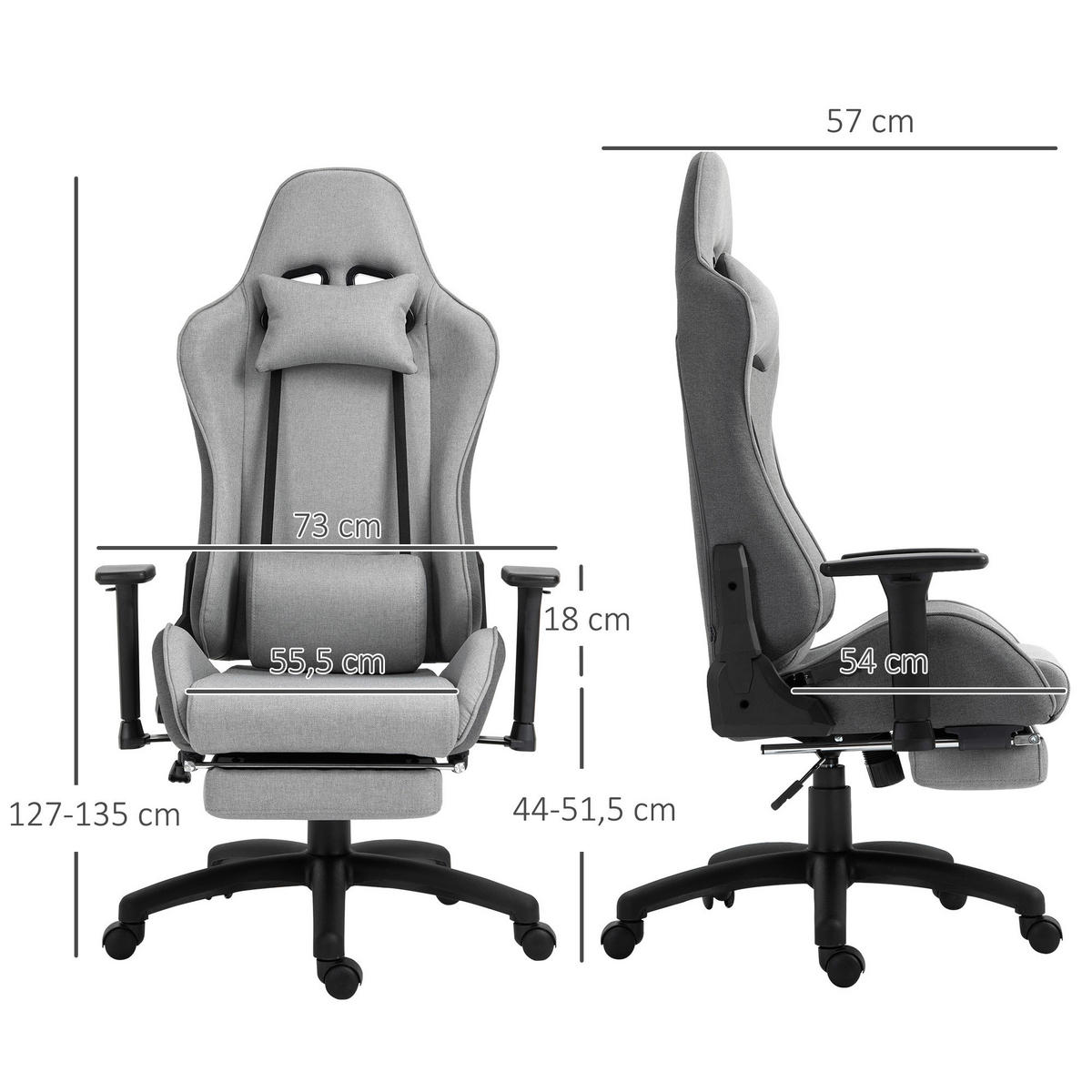 Drehstuhl 921-300 grau 921-300 - grau (73,00/135,00/57,00cm) - Vinsetto