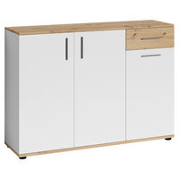 Kommode JAKOB Eiche Nachbildung weiß silber B/H/T: ca. 110x83,5x35,5 cm JAKOB - Eiche/weiß (110,00/83,50/35,50cm) - byLIVING