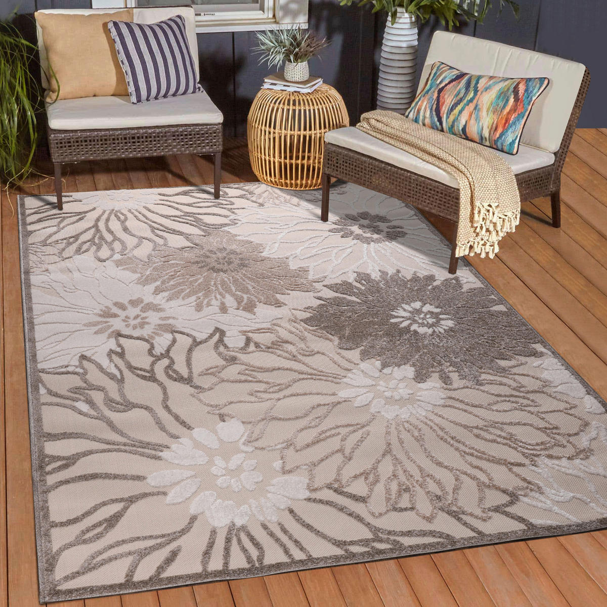Sanat Outdoorteppich FLORAL creme B/L: ca. 160x230 cm FLORAL - creme (160,00/230,00cm) - Sanat