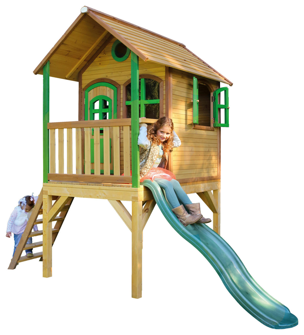 AXI Spielhaus Laura braun B/H/L: ca. 318x272x191 cm Laura - braun/grün (191,00/318,00/272,00cm) - AXI