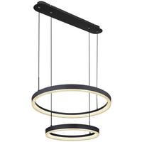 GLOBO Pendelleuchte schwarz Aluminium Metall Acryl B/H/T: ca. 60x150x66,5 cm 1.0 Brennstellen 67189H - schwarz (60,00/150,00/66,50cm) - GLOBO