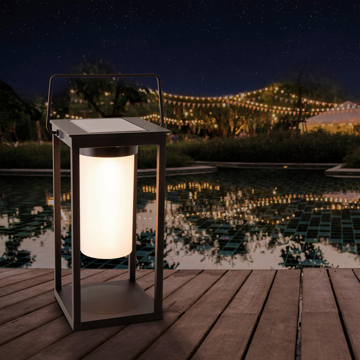 LED-Sockelleuchte 3180922 schwarz Aluminium Kunststoff B/H/L: ca. 14,5x28x14,5 cm LED Camping-/Sockelleuchte h: 28cm - schwarz (14,50/14,50/28,00cm) - Näve Leuchten