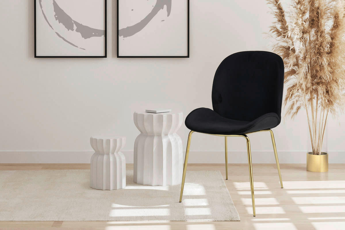 Stuhl Charlize 100 2er schwarz Microfaser B/H/T: ca. 48x87x59 cm Charlize 100 2er - messing/schwarz (48,00/87,00/59,00cm) - 360 Living