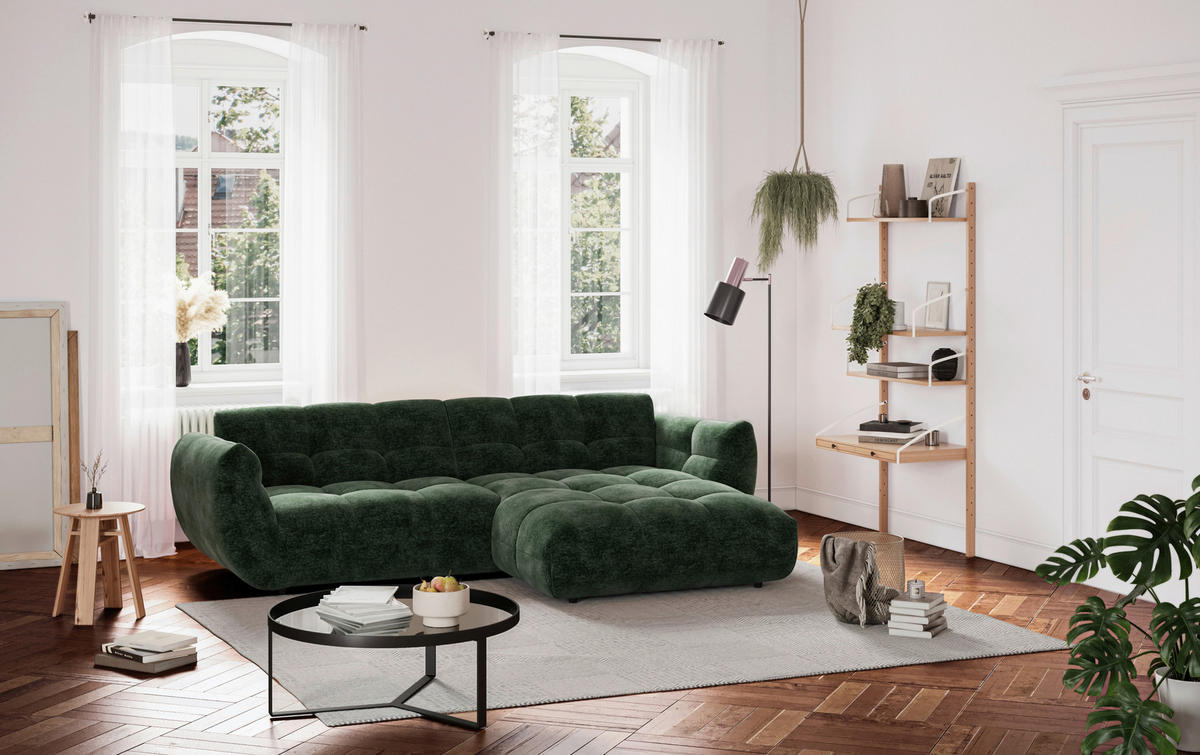 Ecksofa Panda grün Microfaser B/H/T: ca. 280x81x178 cm Panda - schwarz/grün (280,00/81,00/178,00cm)