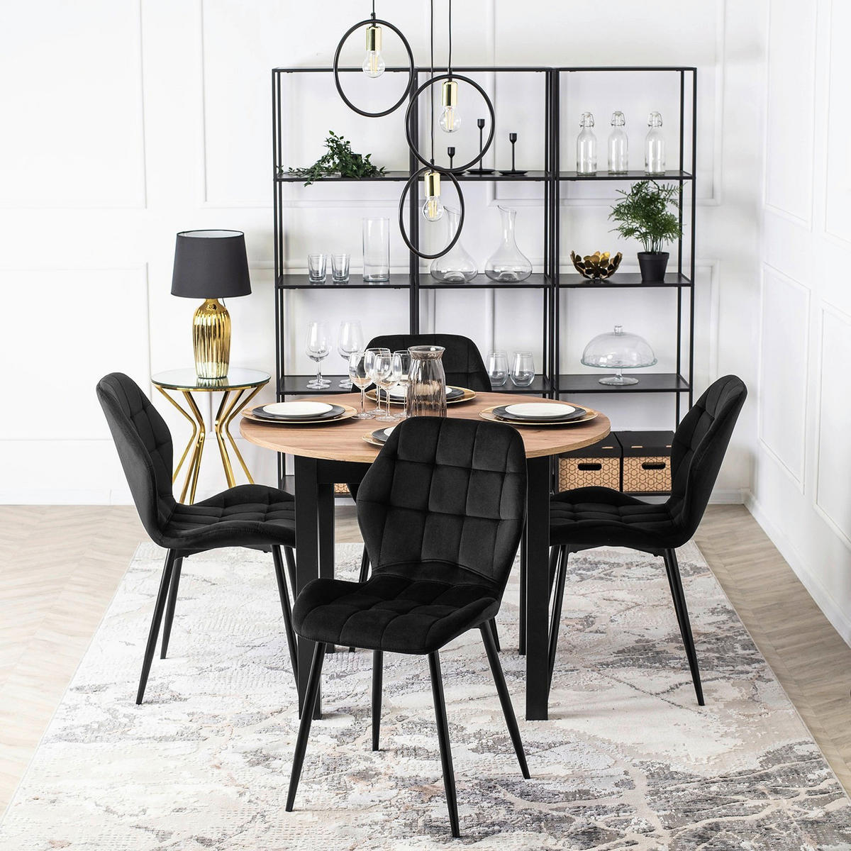 Stuhl LUCKY schwarz Velourstoff B/H/T: ca. 47x86x58 cm LUCKY - schwarz (47,00/86,00/58,00cm) - WIPMEB