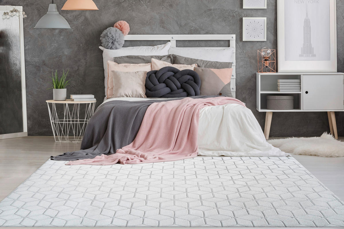 360Living Teppich Vivica graublau B/L: ca. 80x150 cm Vivica - weiß/graublau (80,00/150,00cm) - 360Living