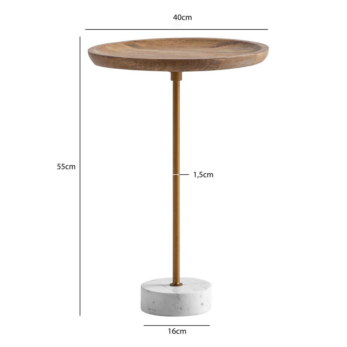 Beistelltisch Mango Marmor B/H/T: ca. 40x55x40 cm Beistelltisch - (40,00/55,00/40,00cm) - Wohnling
