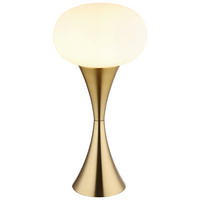GLOBO Tischleuchte Opal messing Metall Glas H/D: ca. 36,9x18 cm E14 1 Brennstellen LULA - messing/Opal (18,00/36,90cm) - GLOBO